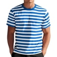 thumbnail image 1 of Yifymode Men's Horizontal Stripe Crew Neck Short Sleeve T-Shirt, Classic Fit Soft Fabric Casual Top Royal Blue 2XL, 1 of 4
