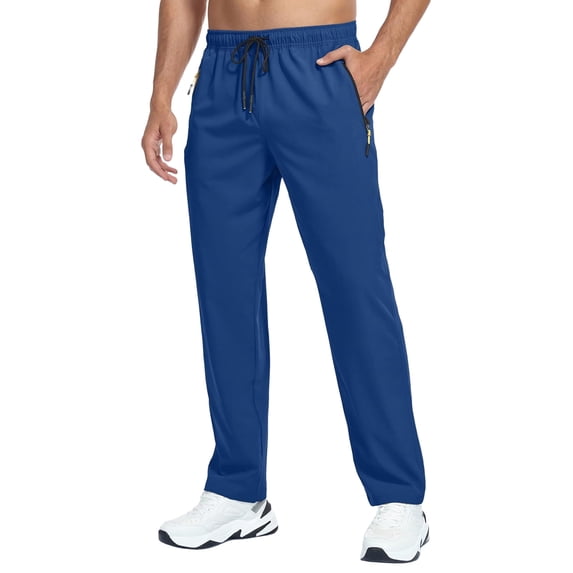 Yifymode Men's Lightweight Hiking Pants Quick Dry Water Resistant Sweatpants Athletic Jogger with Zipper Pockets Golf,Blue 3XL