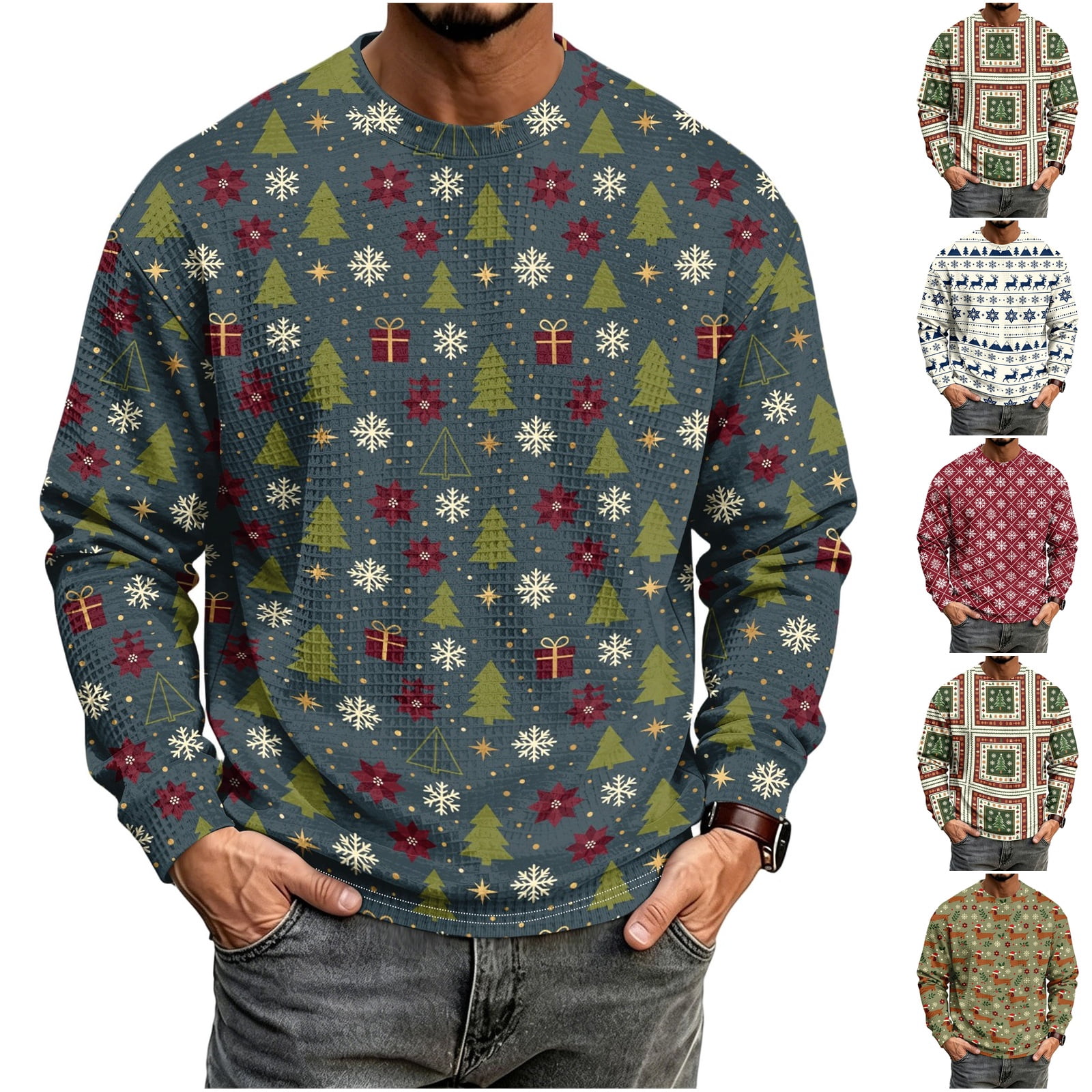 Workout Texture Yifymode Men's Long Sleeve Crewneck T Shirt, Waffle Texture Loose Fit ...