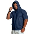 thumbnail image 1 of Yifymode Men's Short Sleeve Hoodie Athletic Workout T-Shirt Gym Running Pullover Hooded Sweatshirt with Pocket,Navy S, 1 of 8