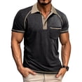 thumbnail image 1 of Yifymode Men's Short Sleeve Polo Shirt, Button Placket Chest Pocket Soft Breathable Fabric Classic Fit Top Black L, 1 of 5