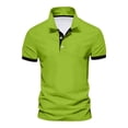 thumbnail image 1 of Yifymode Men's Slim Fit Short Sleeve Polo Shirt, Contrast Collar Button Placket Soft Knit Casual Top Fluorescent Green 3XL, 1 of 4