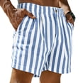 thumbnail image 1 of Yifymode Men's Striped Shorts Casual Summer with Button Closure Elastic Drawstring Waist Quick Dry Lightweight Fit Beach Golf Pockets,Sky Blue M, 1 of 5
