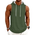 thumbnail image 1 of Yifymode Men's Tank Top Gym Sleeveless Hoodies Summer Casual Hooded Shirts Muscle Bodybuilding Lightweight Sweatshirts,Dark Green L, 1 of 4