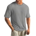 thumbnail image 1 of Yifymode Men's Waffle Knit Crew Neck Short Sleeve T-Shirt, Classic Fit Textured Breathable Casual Top Gray XL, 1 of 5