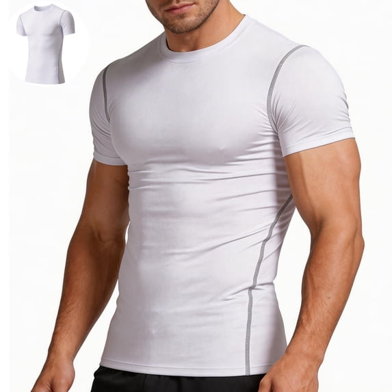 Yifymode Mens Compression Shirt Shapewear Undershirt Slimming Short Sleeve | Tummy Control Athletic Body Shaper Workout Top