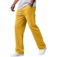 thumbnail image 1 of Yifymode Mens Corduroy Casual Pants Fashion Loose Fit Wide Leg Pants Straight Sweatpants Elastic Waist Drawstring,Yellow S, 1 of 6