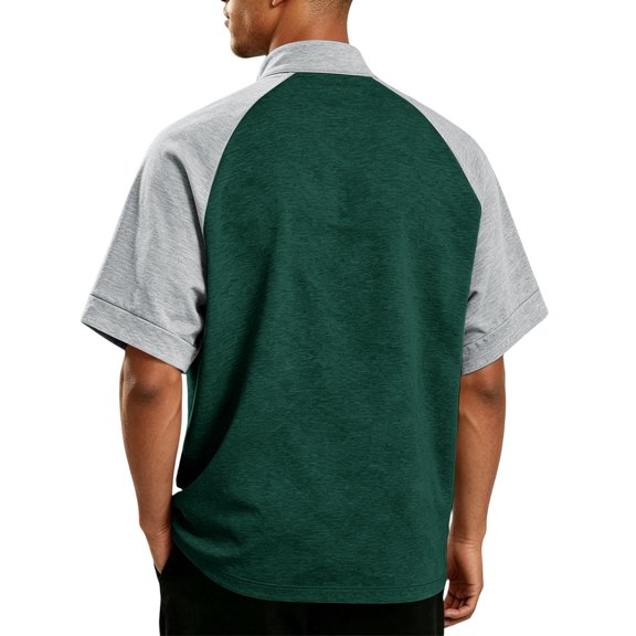 Yifymode Mens Golf Baseball Pullover Waterproof Workout Cage Jacket Weather Resistant Short Sleeve 1/4 Zip Athletic Shirt,Army Green XL