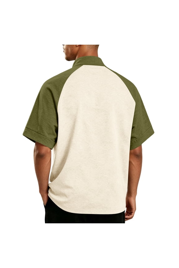 Mens Golf Baseball Pullover Waterproof Workout Cage Jacket Weather Resistant Short Sleeve 1/4 Zip Athletic Shirt,Beige L