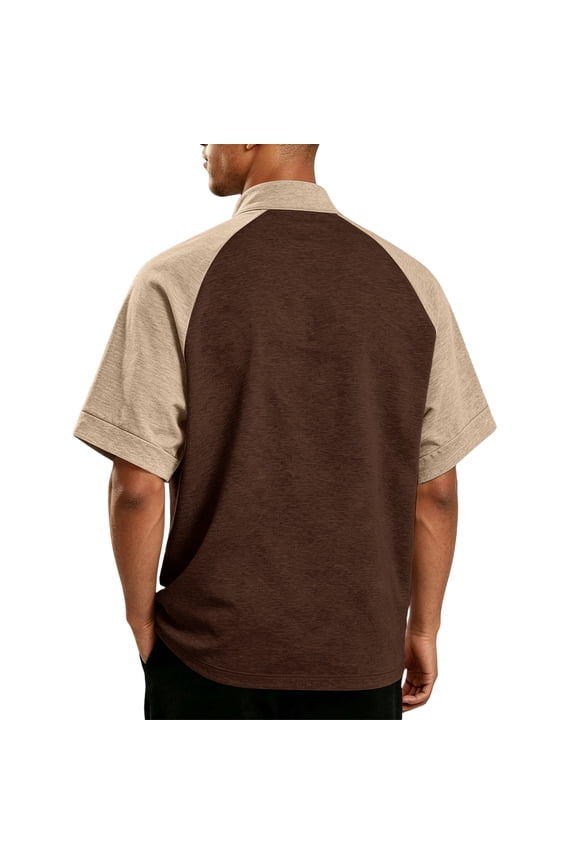 Mens Golf Baseball Pullover Waterproof Workout Cage Jacket Weather Resistant Short Sleeve 1/4 Zip Athletic Shirt,Coffee S
