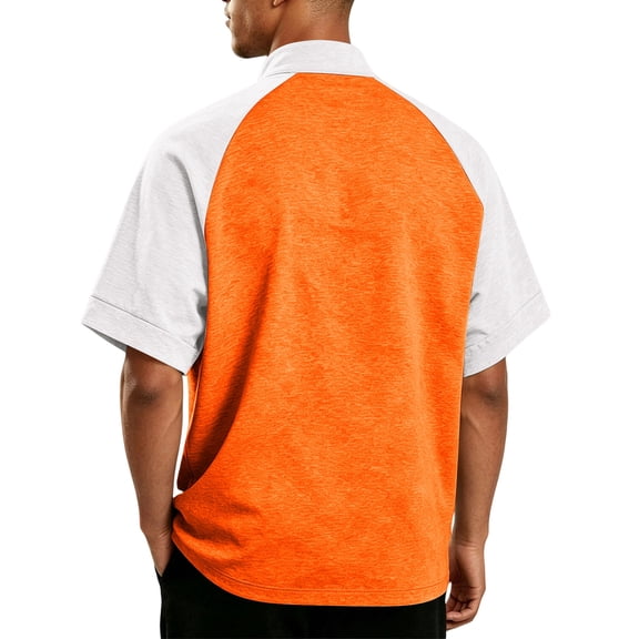 Yifymode Mens Golf Baseball Pullover Waterproof Workout Cage Jacket Weather Resistant Short Sleeve 1/4 Zip Athletic Shirt,Saffron L