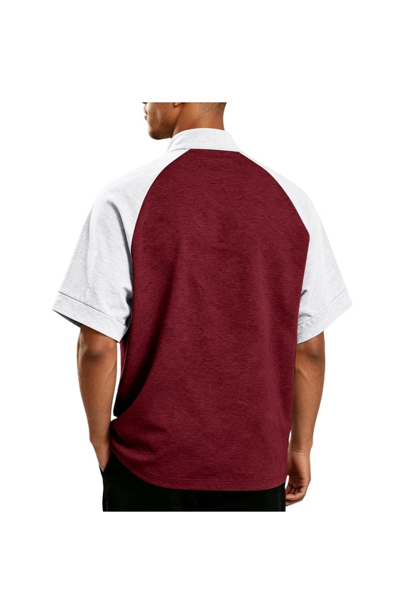 Mens Golf Baseball Pullover Waterproof Workout Cage Jacket Weather Resistant Short Sleeve 1/4 Zip Athletic Shirt,Wine XL