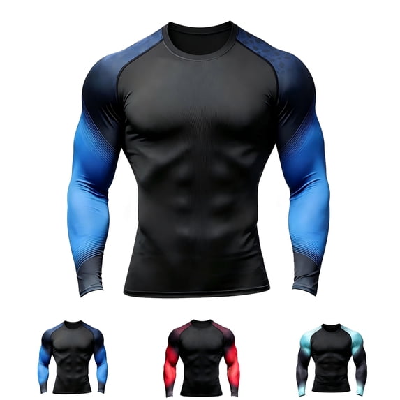 Yifymode Mens Long Sleeve Compression Shirts Quick Dry Moisture Wicking Athletic Workout Raglan Sleeve Running Gym Training Active Undershirts