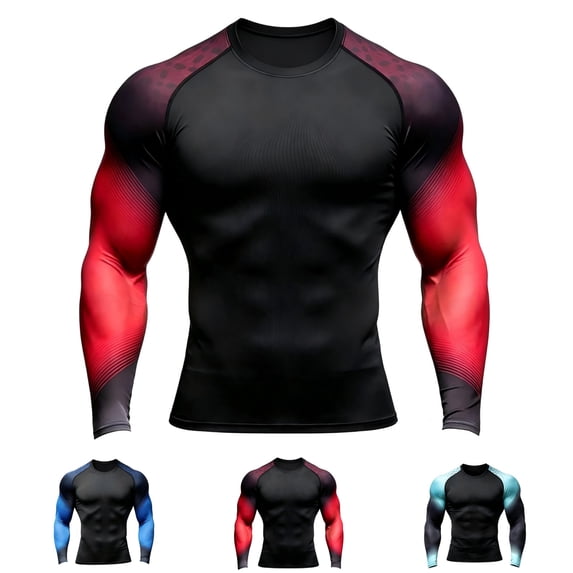 Yifymode Mens Long Sleeve Compression Shirts Quick Dry Moisture Wicking Athletic Workout Raglan Sleeve Running Gym Training Active Undershirts