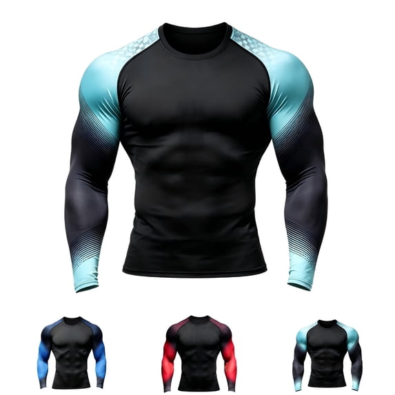 Yifymode Mens Long Sleeve Compression Shirts Quick Dry Moisture Wicking Athletic Workout Raglan Sleeve Running Gym Training Active Undershirts