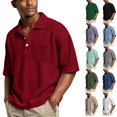 thumbnail image 1 of Yifymode Mens Polo Shirts Short Sleeve Loose Fit Golf Shirt with Pocket Casual Collared Shirt Textured Knit Tops Workout Shirts, 1 of 8