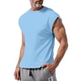 thumbnail image 1 of Yifymode Mens Sleeveless Shirts Workout Tank Tops Cut Off Shirts Gym Muscle Loose Fit Tee,Light Blue 2XL, 1 of 5