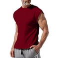 thumbnail image 1 of Yifymode Mens Sleeveless Shirts Workout Tank Tops Cut Off Shirts Gym Muscle Loose Fit Tee,Wine S, 1 of 5