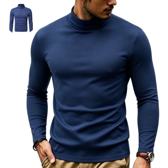 Yifymode Mens T Shirt Long Sleeve Basic Mock Turtleneck Pullover Thermal Solid Tops | Undershirt,Slim Fit,Casual Wear,Office Work,Lightweight