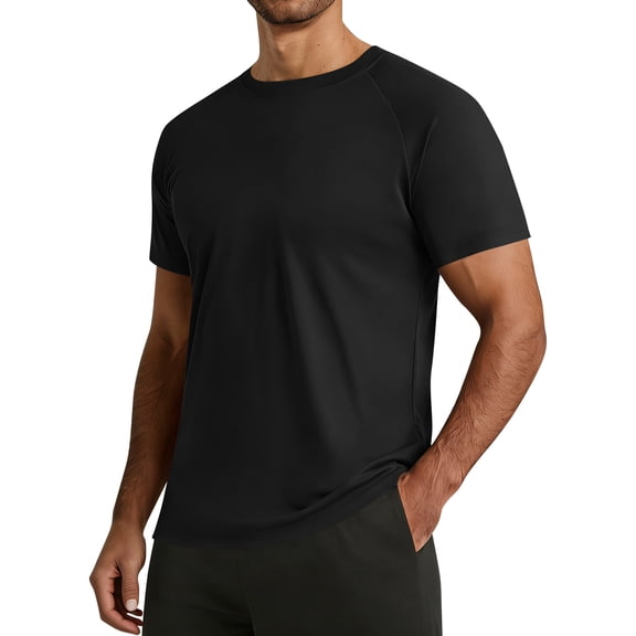 Yifymode Mens Workout Dry Fit Shirts Athletic Moisture Wicking Running Gym Shirt Performance Lightweight T-Shirts,Black M