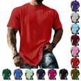 thumbnail image 1 of Yifymode Oversized Shirts for Men Vintage Short Sleeve Beach Vacation Tops Solid Casual Loose Fit Breathable Athletic T Shirts, 1 of 6