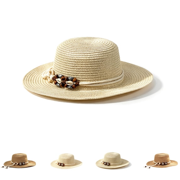Yifymode Straw Sun Hat for Women Wide Brim Vintage Boater Summer Beach | Versatile for all season and occasions;Garden,daily,date,travel
