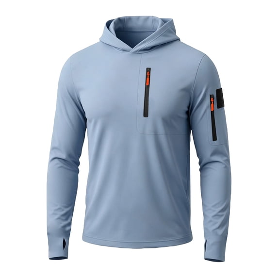 Yifymode Sun Shirts for Men Long Sleeve Hoodie Lightweight Fishing Shirt Athletic Rash Guards,Blue M