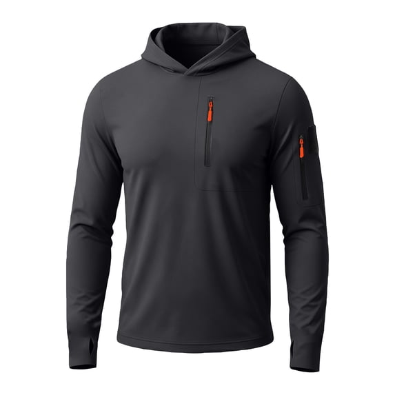 Yifymode Sun Shirts for Men Long Sleeve Hoodie Lightweight Fishing Shirt Athletic Rash Guards,Dark Gray 2XL