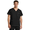 thumbnail image 1 of Yifymode Unisex V Neck Short Sleeve Medical Scrub Top, Three Pockets Lightweight Breathable Work Top Black L, 1 of 4