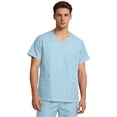 thumbnail image 1 of Yifymode Unisex V Neck Short Sleeve Medical Scrub Top, Three Pockets Lightweight Breathable Work Top Light Blue M, 1 of 4