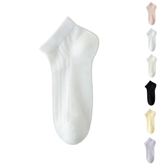 Yifymode Vertical Rib Ankle Socks, Thin Sheer Breathable Solid Casual Socks Back to School Daily for Women, Lightweight Moisture Wicking Socks