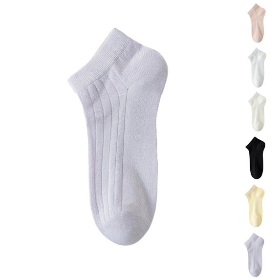 Yifymode Vertical Rib Ankle Socks, Thin Sheer Breathable Solid Casual Socks Back to School Daily for Women, Lightweight Moisture Wicking Socks