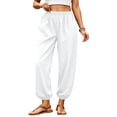 thumbnail image 1 of Yifymode Women Barrel Pants Wide Leg Palazzo Summer Baggy Harem Boho Casual Trousers with Pockets Beach Vacation,White XL, 1 of 6