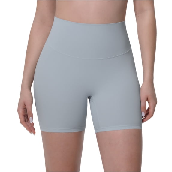 Yifymode Women's Athletic Biker Shorts High Waist Yoga Workout Gym Running Volleyball Shorts Training Leisure,Silver L