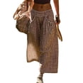 thumbnail image 1 of Yifymode Women's Gingham Plaid Wide Leg Capri Culottes Elastic Waist Palazzo Pants Summer Casual Wear,Khaki 2XL, 1 of 5