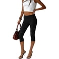 thumbnail image 1 of Yifymode Women's Low Rise Foldover Capri Yoga Leggings Y2K Slim Fit Stretchy Capri Pants Athletic Gym Lounge Pants,Black XL, 1 of 4