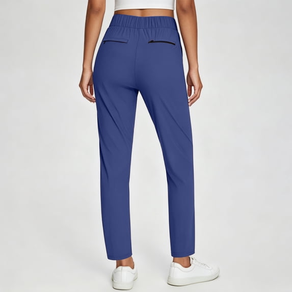 Yifymode Womens Casual Travel Ankle Pants 7/8 Stretchy Petite Pull On Dressy Work Slacks for Golf Business Athletic Yoga Lounge,Dark Blue L