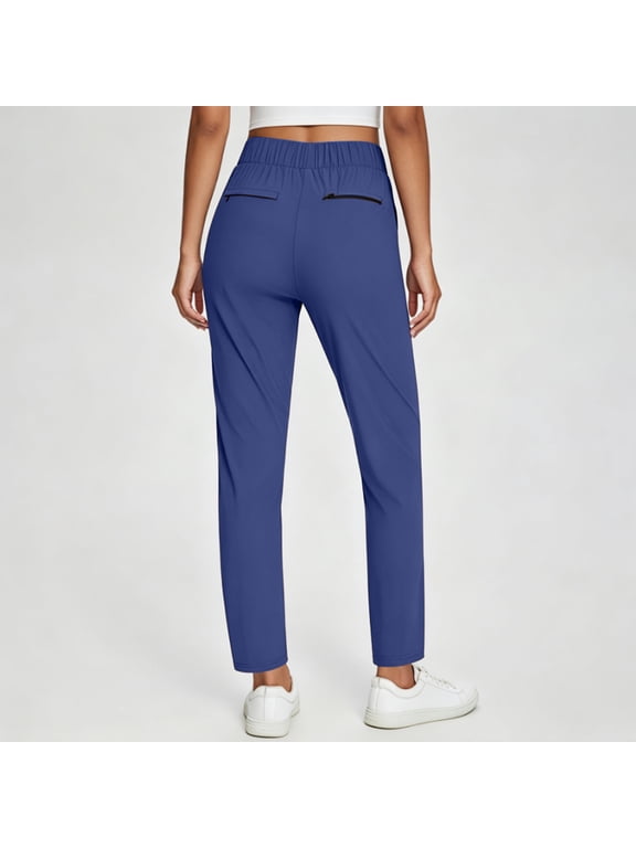 Womens Casual Travel Ankle Pants 7/8 Stretchy Petite Pull On Dressy Work Slacks for Golf Business Athletic Yoga Lounge,Dark Blue XL