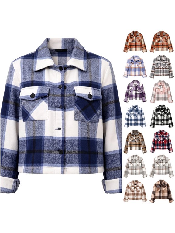 Womens Cropped Jacket Shacket Button Down Shirt Fall Winter Coat | Lightweight Crop Shackets, Trendy Outfits, Fall Winter Outwear