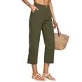thumbnail image 1 of Yifymode Womens Pants Summer Casual High Waist Straight Leg Pants Loose Fit Lightweight Lounge Trousers with Pockets,Army Green XL, 1 of 6
