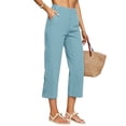 thumbnail image 1 of Yifymode Womens Pants Summer Casual High Waist Straight Leg Pants Loose Fit Lightweight Lounge Trousers with Pockets,Light Blue L, 1 of 6
