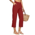 thumbnail image 1 of Yifymode Womens Pants Summer Casual High Waist Straight Leg Pants Loose Fit Lightweight Lounge Trousers with Pockets,Red S, 1 of 6