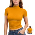 thumbnail image 1 of Yifymode Womens Tops Mock Neck Short Sleeve Slim Basic Summer Fall Basic Tee Mock Turtleneck Tops Women Slim Fit Fashion Top, 1 of 9