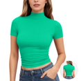 thumbnail image 1 of Yifymode Womens Tops Mock Neck Short Sleeve Slim Basic Summer Fall Basic Tee Mock Turtleneck Tops Women Slim Fit Fashion Top, 1 of 9