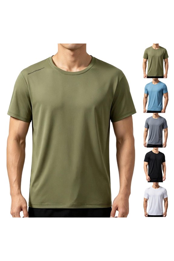 Workout Short Sleeve T Shirt for Men Crew Neck Tee Quick Dry