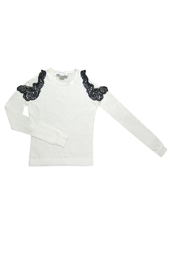 Ivory Off Shoulder Lace Sweater (M)