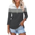 thumbnail image 1 of Yigetop 3/4 Sleeve Tops for Women, Women's V Neck 3/4 Sleeve Tops Quarter Zip Collared Shirts Shirts Summer Tees Business Casual Tops for Women Pink M, 1 of 4