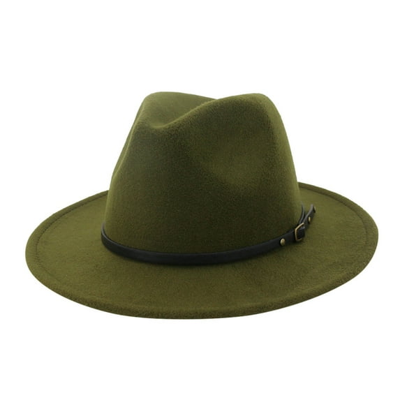 Yigetop Army Green Men & Women Vintage Wide Hat With Belt Buckle Adjustable Outbacks Hats Hot Sale Hat