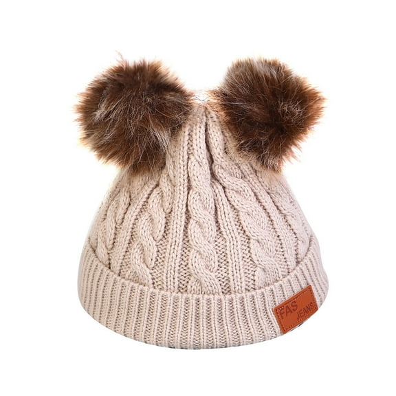 Yigetop Beanie for Women Unisex Winter Thicken Warm Hat for Men and Women Ear Warm Hat with Hairball Pom Pom Beanie for Women Coffee One Size