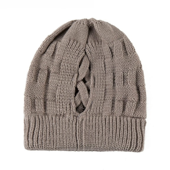 Yigetop Beanie for Women Women's Keep Warm Winter Casual Knitted Hat Headgear Beanie Tail Hat Cap Mens Beanie Grey One Size